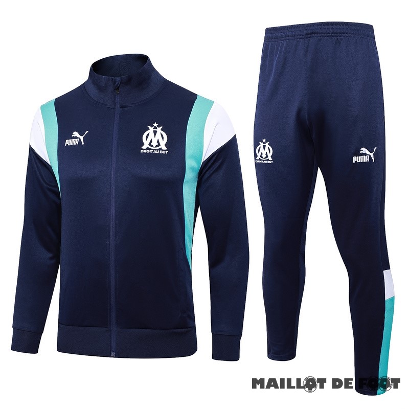 Foot Maillot Pas Cher Ensemble Complet Ensemble Complet longue fermeture éclair vêtements De Sport Marsella 2023 2024 Bleu Marine Blanc