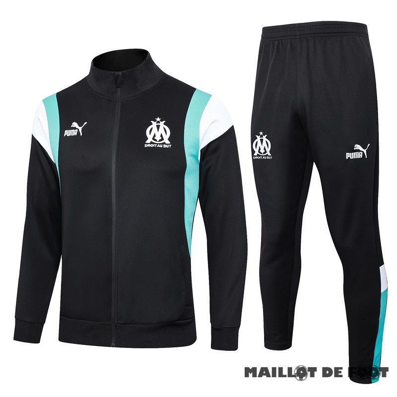 Foot Maillot Pas Cher Ensemble Complet Ensemble Complet longue fermeture éclair vêtements De Sport Marsella 2023 2024 Noir Blanc Bleu