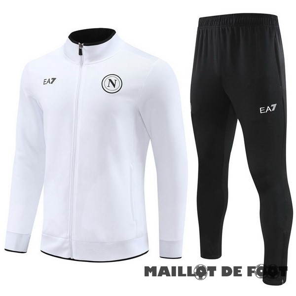 Foot Maillot Pas Cher Ensemble Complet Ensemble Complet longue fermeture éclair vêtements De Sport Napoli 2023 2024 Blanc Noir