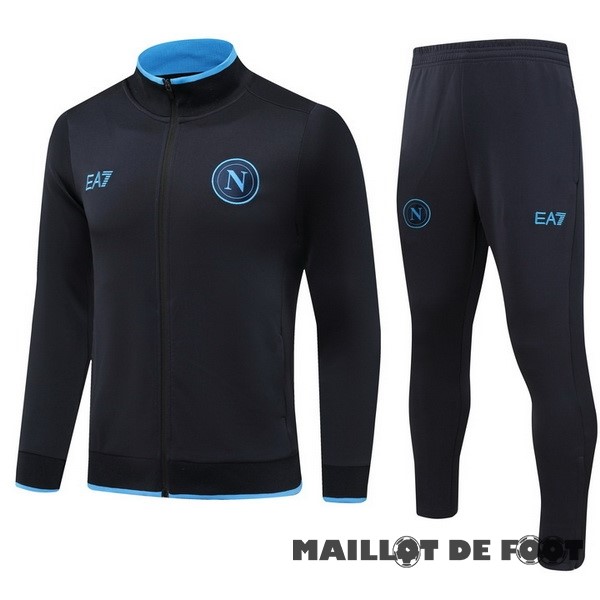 Foot Maillot Pas Cher Ensemble Complet Ensemble Complet longue fermeture éclair vêtements De Sport Napoli 2023 2024 Noir Bleu