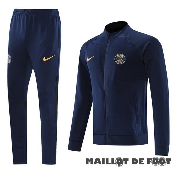 Foot Maillot Pas Cher Ensemble Complet Ensemble Complet longue fermeture éclair vêtements De Sport Paris Saint Germain 2023 2024 Bleu II Marine