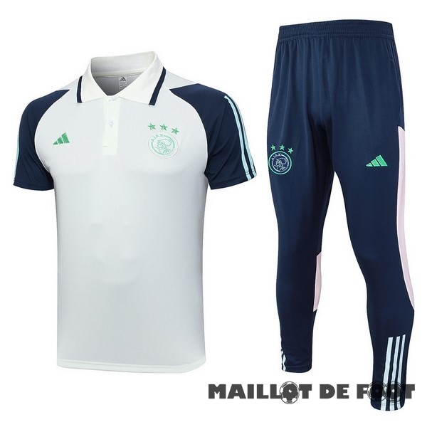 Foot Maillot Pas Cher Ensemble Complet Polo Ajax 2023 2024 Blanc Bleu