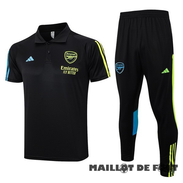 Foot Maillot Pas Cher Ensemble Complet Polo Arsenal 2023 2024 Noir Bleu Jaune