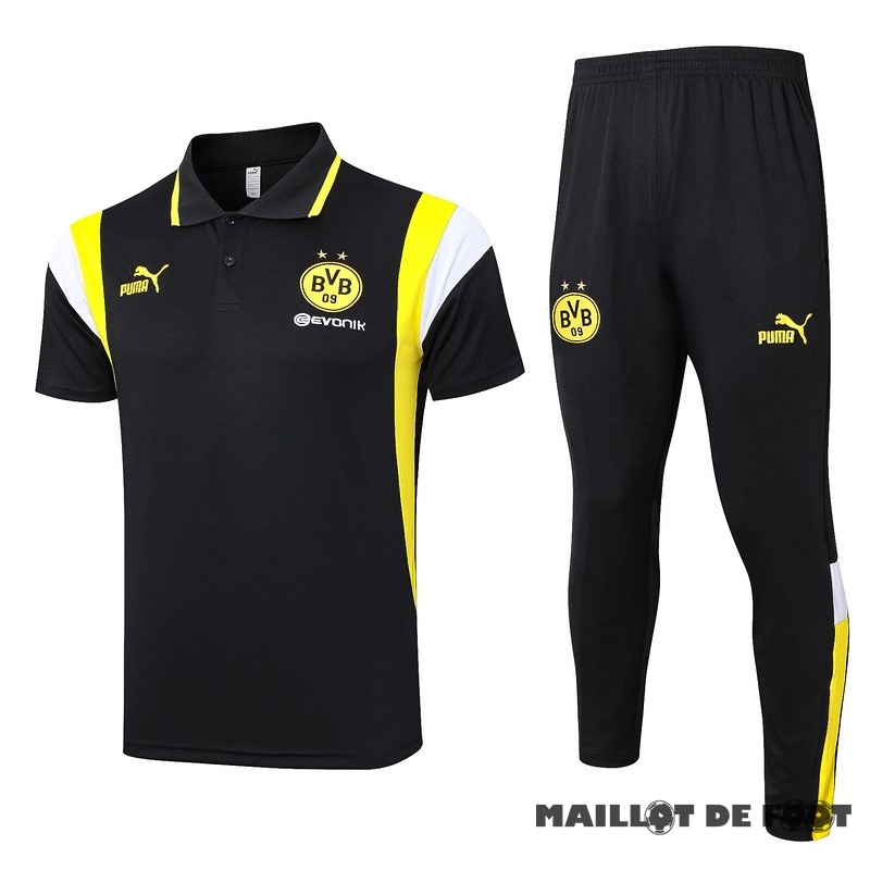 Foot Maillot Pas Cher Ensemble Complet Polo Borussia Dortmund 2023 2024 Noir Jaune