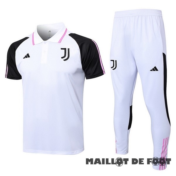 Foot Maillot Pas Cher Ensemble Complet Polo Juventus 2023 2024 Blanc Noir