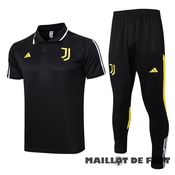 Foot Maillot Pas Cher Ensemble Complet Polo Juventus 2023 2024 Noir Jaune