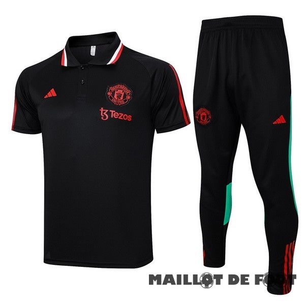 Foot Maillot Pas Cher Ensemble Complet Polo Manchester United 2023 2024 Rouge I Noir