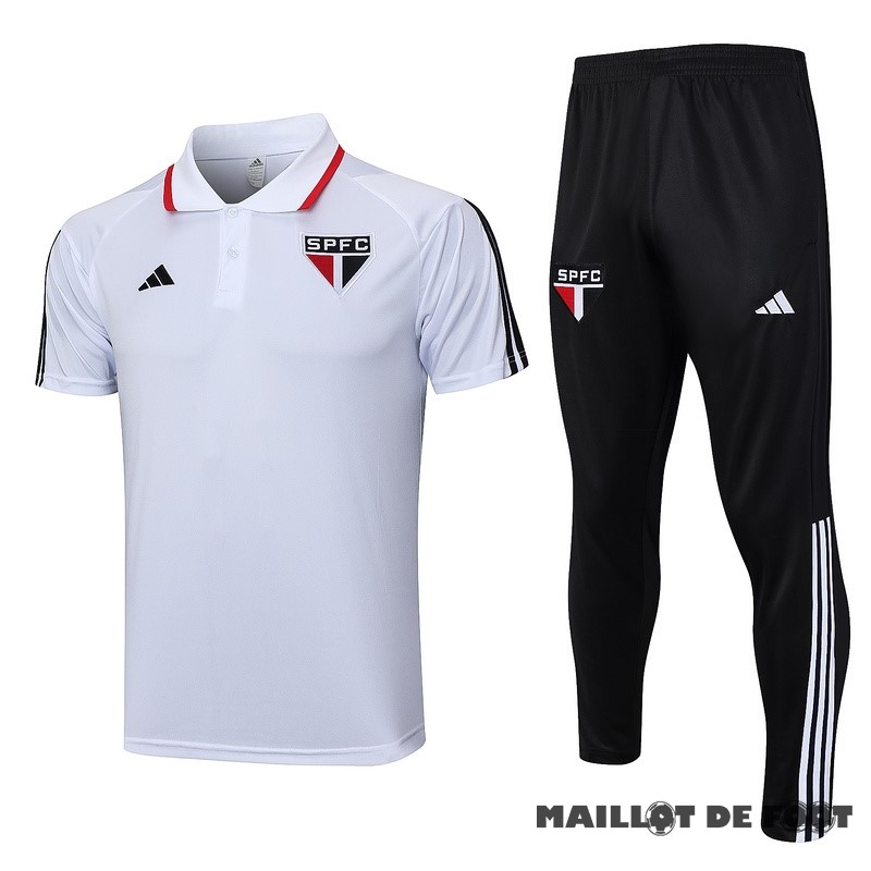 Foot Maillot Pas Cher Ensemble Complet Polo São Paulo 2023 2024 Blanc Noir