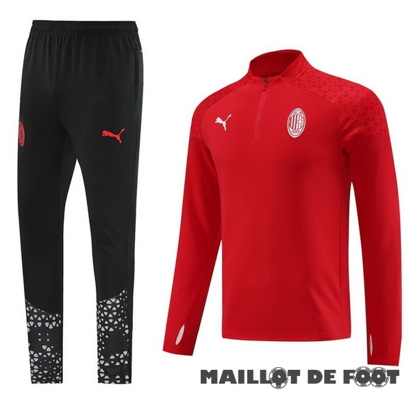 Foot Maillot Pas Cher Ensemble Complet Sudadera Entrainement AC Milan 2023 2024 Noir I Rouge