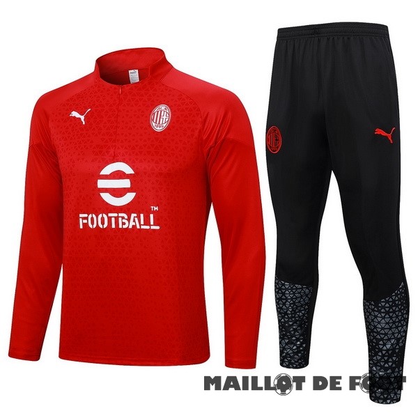 Foot Maillot Pas Cher Ensemble Complet Sudadera Entrainement AC Milan 2023 2024 Rouge IIII Noir