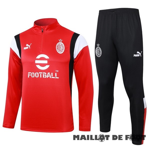 Foot Maillot Pas Cher Ensemble Complet Sudadera Entrainement AC Milan 2023 2024 Rouge I Noir Blanc