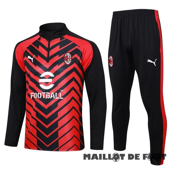 Foot Maillot Pas Cher Ensemble Complet Sudadera Entrainement AC Milan 2023 2024 Rouge Noir Blanc