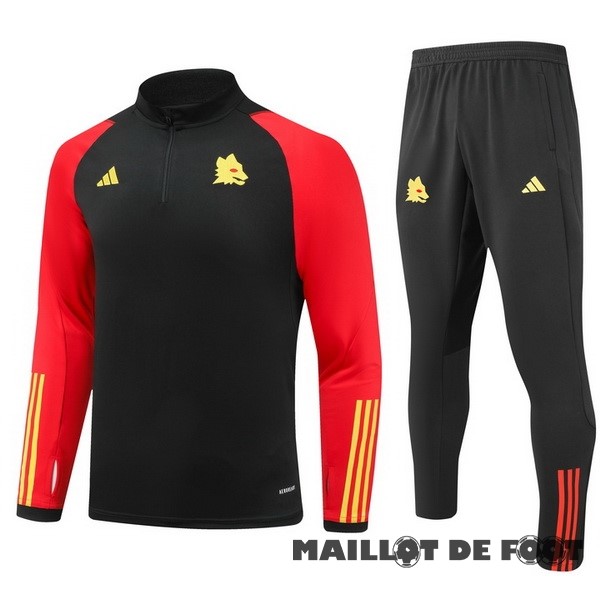 Foot Maillot Pas Cher Ensemble Complet Sudadera Entrainement AS Roma 2023 2024 Noir Rouge