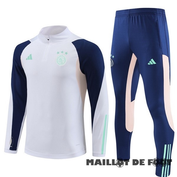 Foot Maillot Pas Cher Ensemble Complet Sudadera Entrainement Ajax 2023 2024 Blanc Bleu Marine Rose