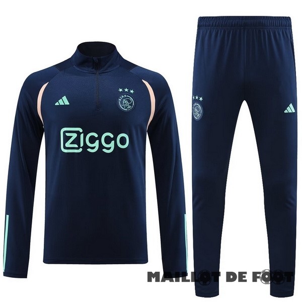 Foot Maillot Pas Cher Ensemble Complet Sudadera Entrainement Ajax 2023 2024 Bleu Marine II Rose