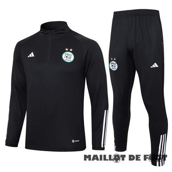 Foot Maillot Pas Cher Ensemble Complet Sudadera Entrainement Algérie 2023 Noir Blanc