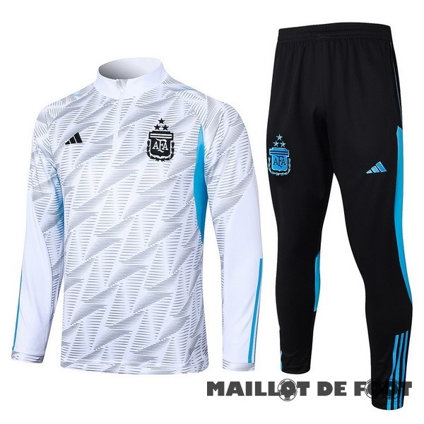 Foot Maillot Pas Cher Ensemble Complet Sudadera Entrainement Argentine 2023 Blanc Bleu Noir