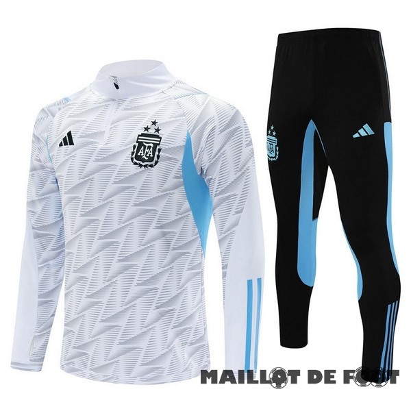 Foot Maillot Pas Cher Ensemble Complet Sudadera Entrainement Argentine 2023 Blanc I Bleu Noir