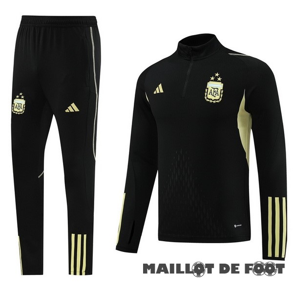 Foot Maillot Pas Cher Ensemble Complet Sudadera Entrainement Argentine 2023 Noir I Jaune