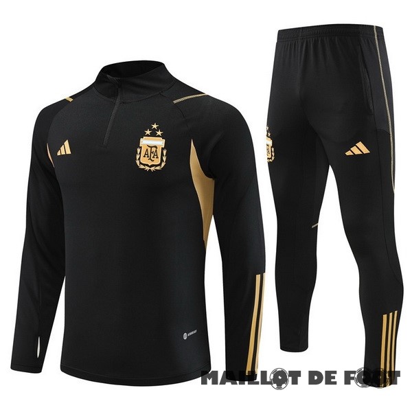 Foot Maillot Pas Cher Ensemble Complet Sudadera Entrainement Argentine 2023 Noir Jaune