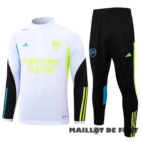 Foot Maillot Pas Cher Ensemble Complet Sudadera Entrainement Arsenal 2023 2024 Blanc Noir