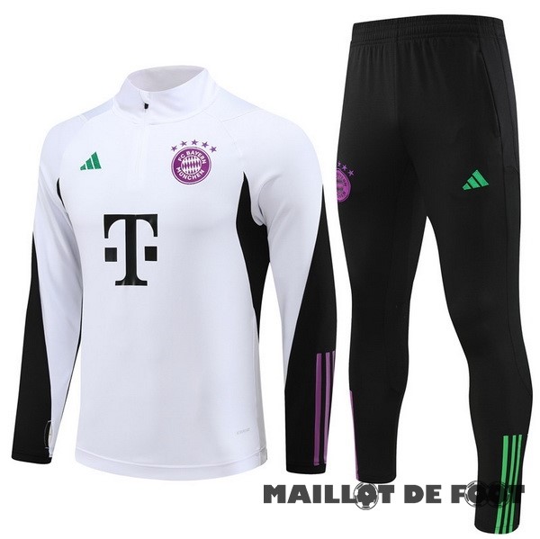 Foot Maillot Pas Cher Ensemble Complet Sudadera Entrainement Bayern Múnich 2023 2024 Blanc I Noir Purpura