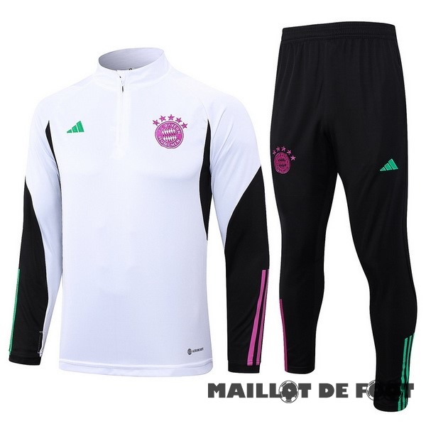 Foot Maillot Pas Cher Ensemble Complet Sudadera Entrainement Bayern Múnich 2023 2024 Blanc Noir Purpura