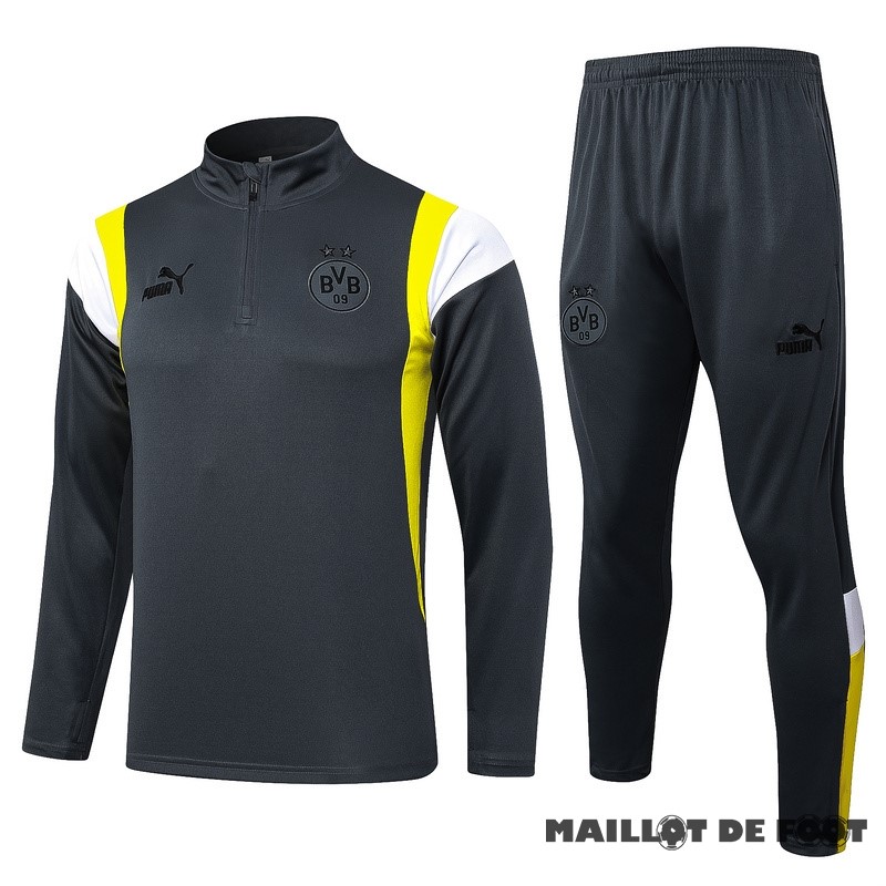 Foot Maillot Pas Cher Ensemble Complet Sudadera Entrainement Borussia Dortmund 2023 2024 Gris Jaune