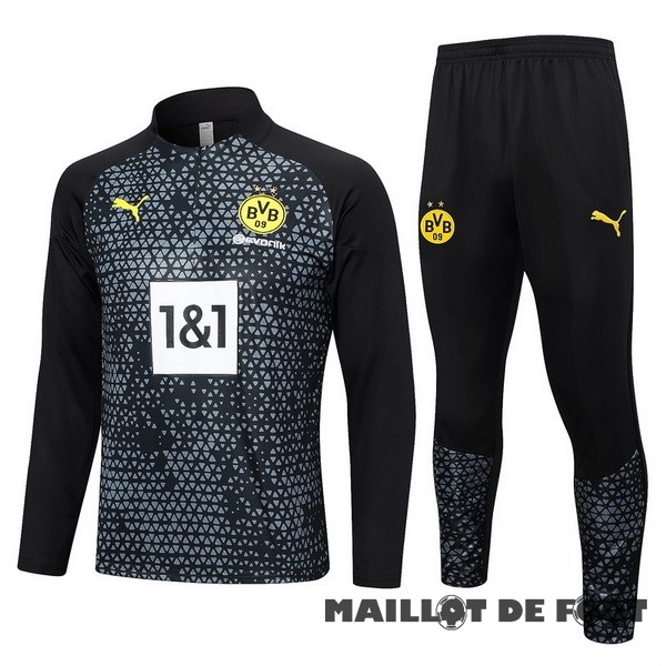 Foot Maillot Pas Cher Ensemble Complet Sudadera Entrainement Borussia Dortmund 2023 2024 Gris Noir