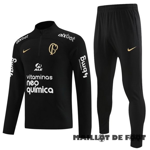 Foot Maillot Pas Cher Ensemble Complet Sudadera Entrainement Corinthians Paulista 2023 2024 II Noir