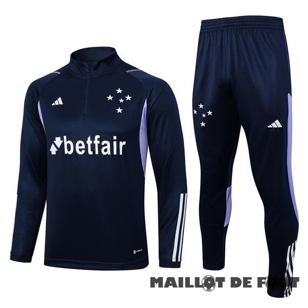 Foot Maillot Pas Cher Ensemble Complet Sudadera Entrainement Cruzeiro 2023 2024 Bleu Marine Purpura