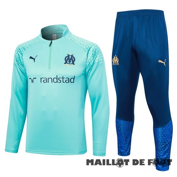 Foot Maillot Pas Cher Ensemble Complet Sudadera Entrainement Enfant Marsella 2023 2024 Bleu Vert