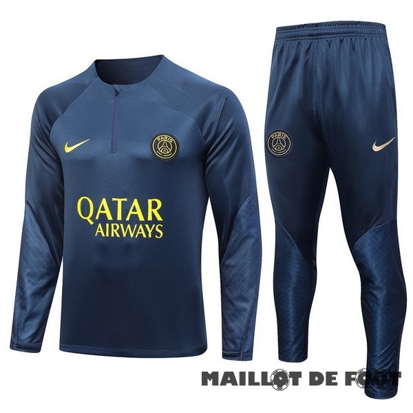 Foot Maillot Pas Cher Ensemble Complet Sudadera Entrainement Enfant Paris Saint Germain 2023 2024 Bleu Marine