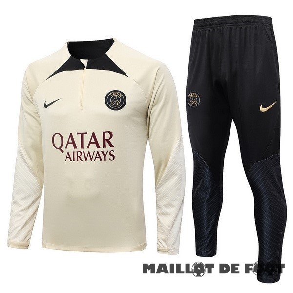 Foot Maillot Pas Cher Ensemble Complet Sudadera Entrainement Enfant Paris Saint Germain 2023 2024 Jaune Noir