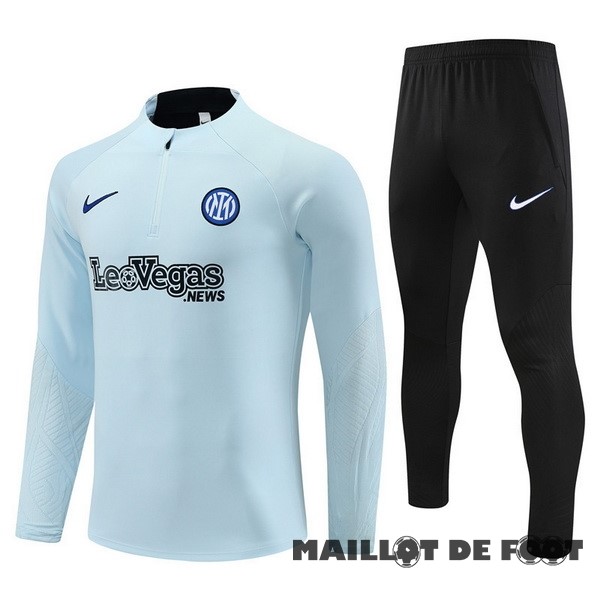 Foot Maillot Pas Cher Ensemble Complet Sudadera Entrainement Inter Milán 2023 2024 Bleu Clair Noir