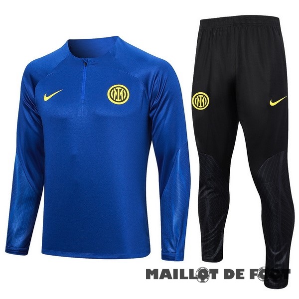 Foot Maillot Pas Cher Ensemble Complet Sudadera Entrainement Inter Milán 2023 2024 Bleu Jaune Noir