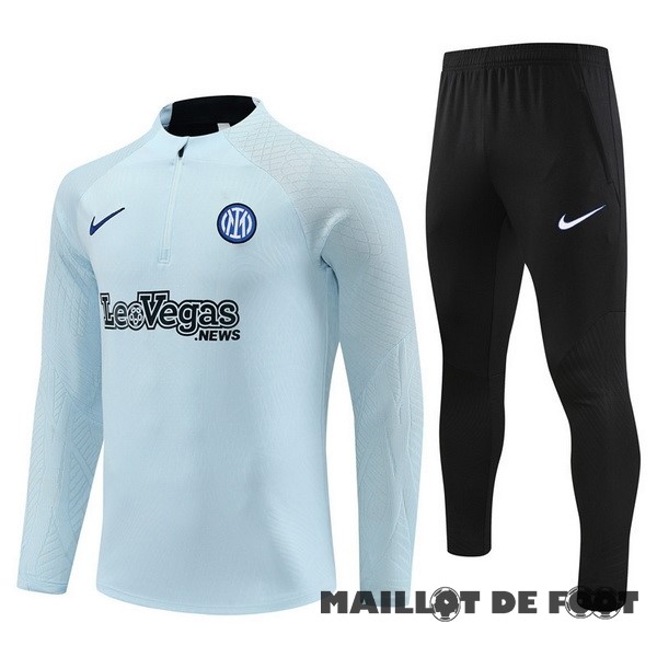 Foot Maillot Pas Cher Ensemble Complet Sudadera Entrainement Inter Milán Joueurs 2023 2024 Bleu Clair Noir