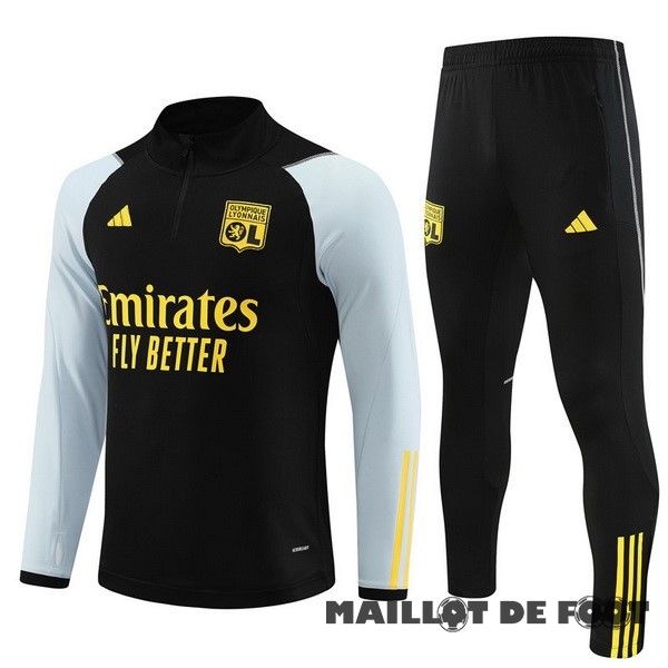 Foot Maillot Pas Cher Ensemble Complet Sudadera Entrainement Lyon 2023 2024 Gris Noir