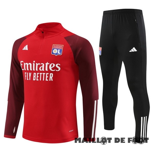 Foot Maillot Pas Cher Ensemble Complet Sudadera Entrainement Lyon 2023 2024 Rouge Noir