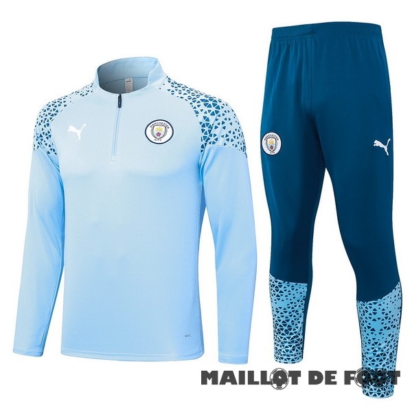 Foot Maillot Pas Cher Ensemble Complet Sudadera Entrainement Manchester City 2023 2024 Bleu Clair