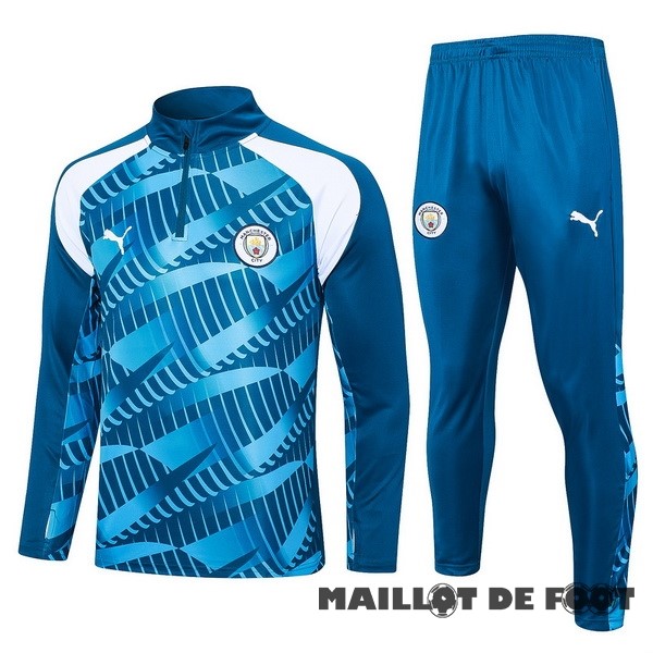 Foot Maillot Pas Cher Ensemble Complet Sudadera Entrainement Manchester City 2023 2024 Bleu II Blanc