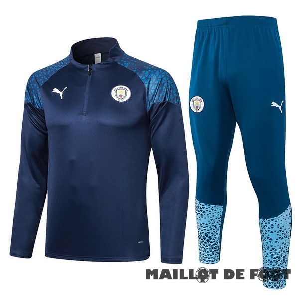 Foot Maillot Pas Cher Ensemble Complet Sudadera Entrainement Manchester City 2023 2024 Bleu Marine