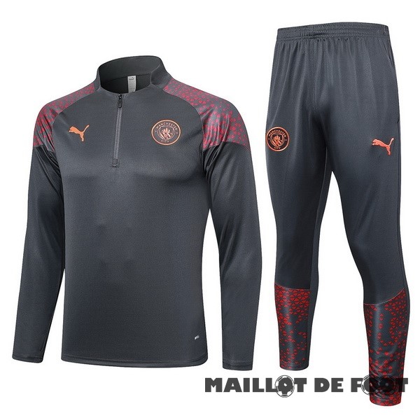 Foot Maillot Pas Cher Ensemble Complet Sudadera Entrainement Manchester City 2023 2024 Gris Rouge