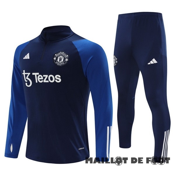 Foot Maillot Pas Cher Ensemble Complet Sudadera Entrainement Manchester United 2023 2024 Bleu I Blanc