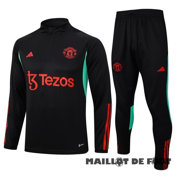 Foot Maillot Pas Cher Ensemble Complet Sudadera Entrainement Manchester United 2023 2024 Noir I Rouge