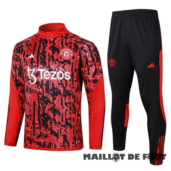 Foot Maillot Pas Cher Ensemble Complet Sudadera Entrainement Manchester United 2023 2024 Rouge Noir