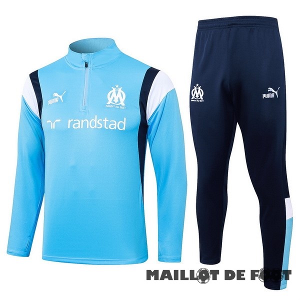 Foot Maillot Pas Cher Ensemble Complet Sudadera Entrainement Marsella 2023 2024 Bleu Clair Blanc