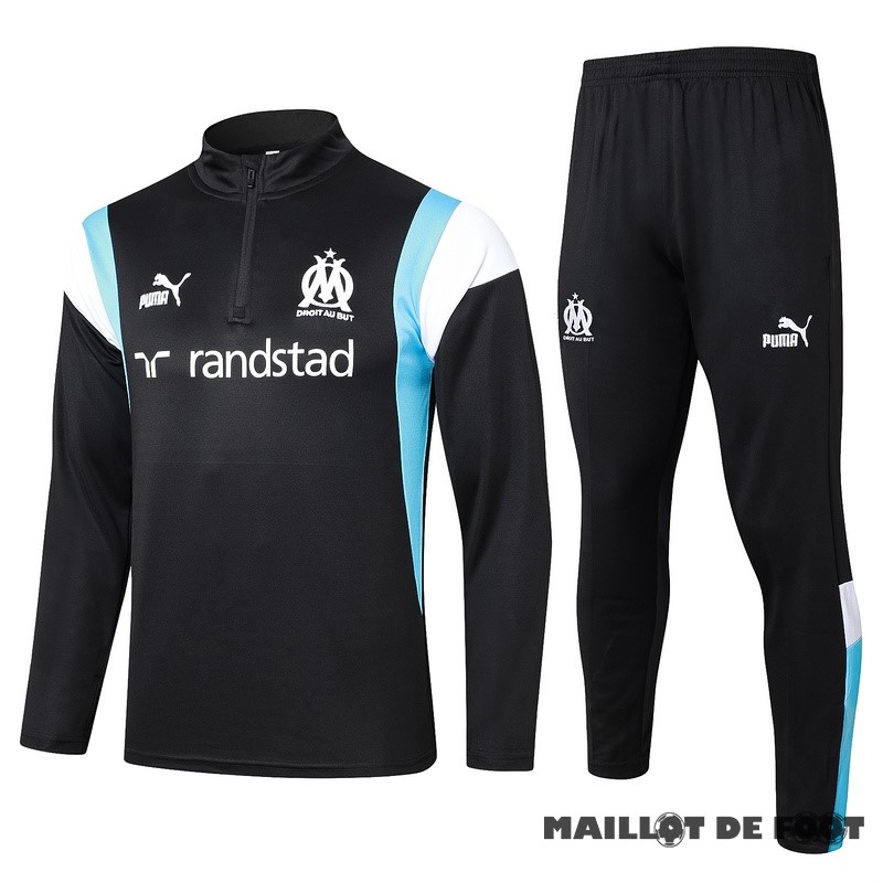 Foot Maillot Pas Cher Ensemble Complet Sudadera Entrainement Marsella 2023 2024 Noir Bleu Blanc