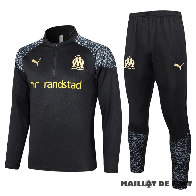 Foot Maillot Pas Cher Ensemble Complet Sudadera Entrainement Marsella 2023 2024 Noir I Gris