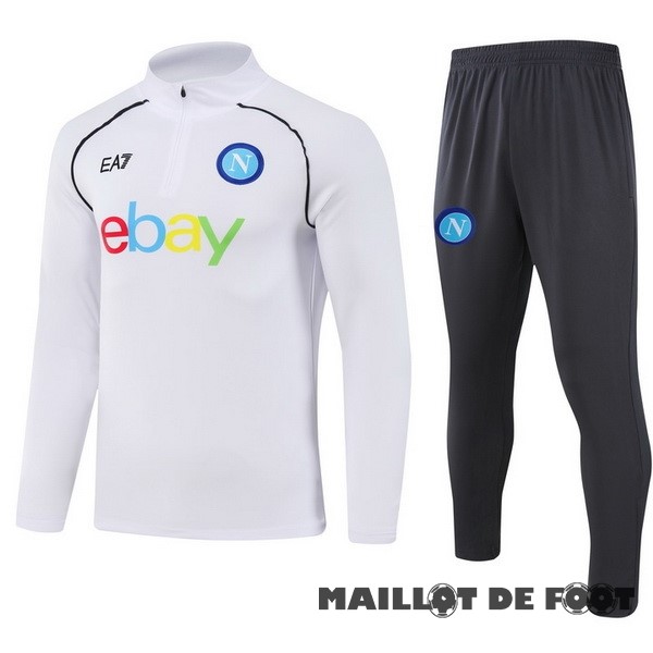 Foot Maillot Pas Cher Ensemble Complet Sudadera Entrainement Napoli 2023 2024 Blanc Gris